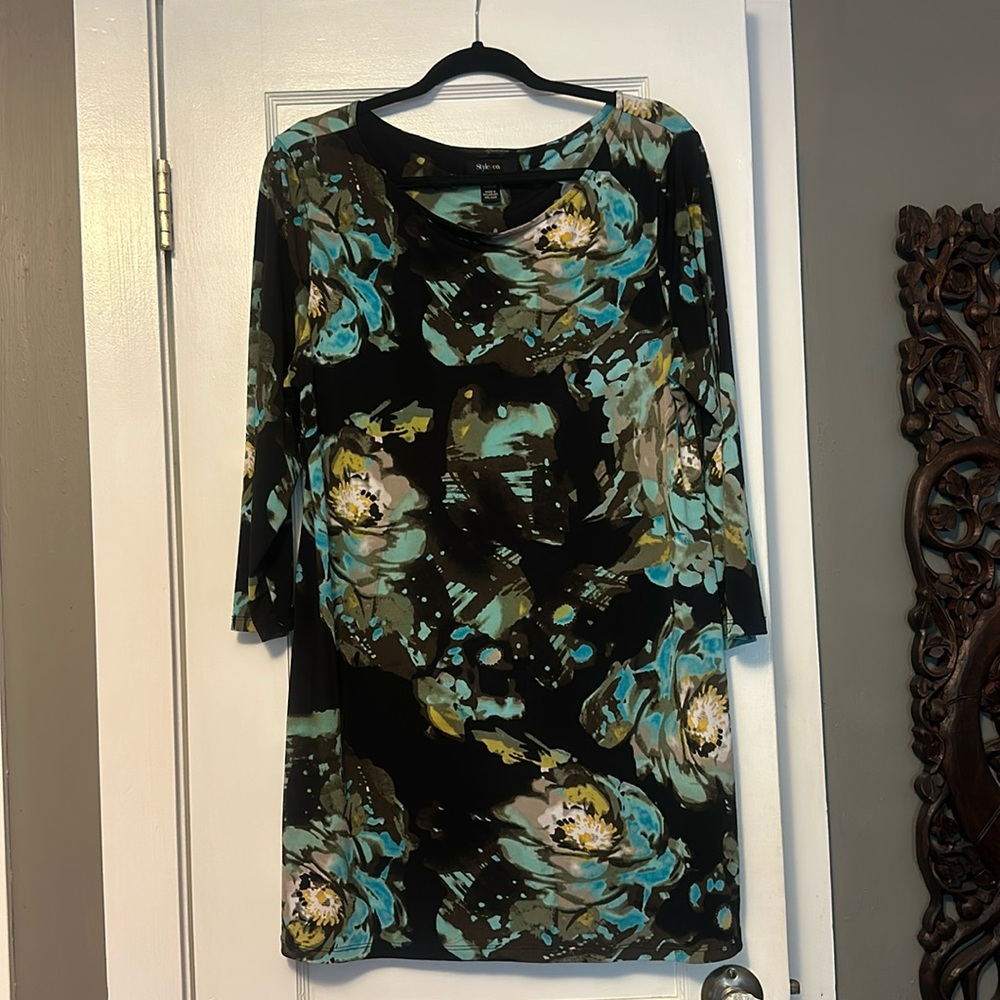 Style & Co scoopneck, dress, three-quarter sleeves extra large